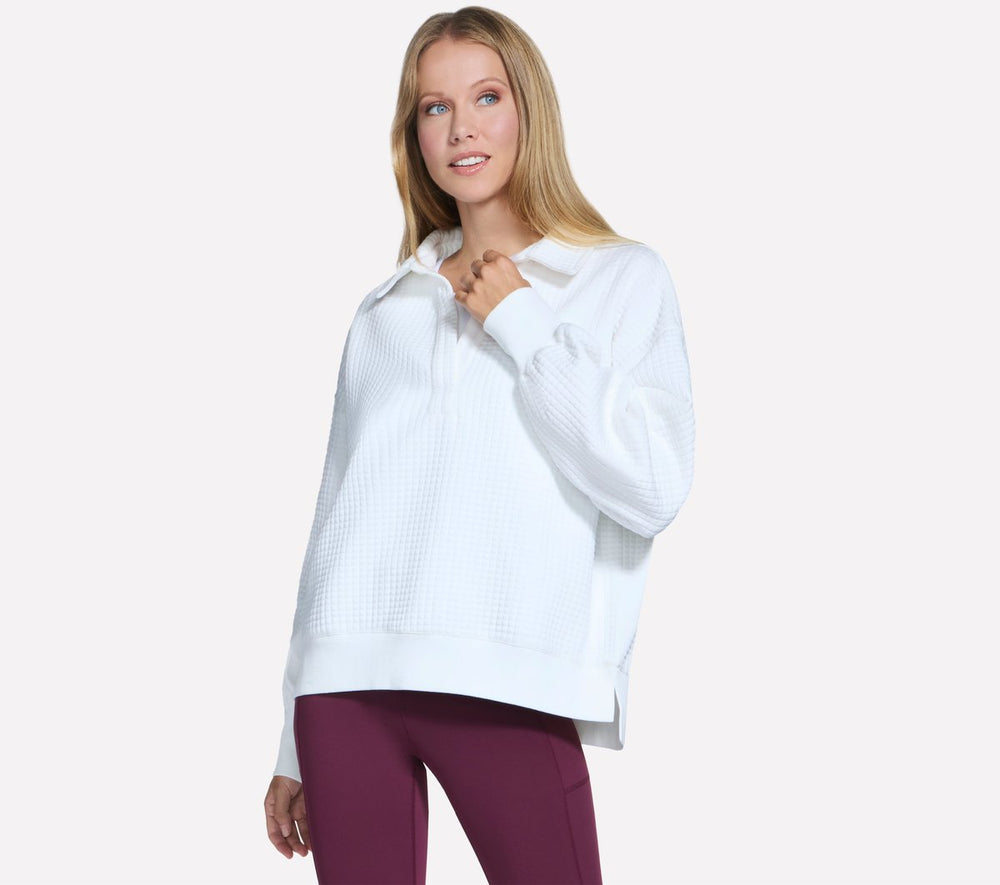 Downtown Cozy Fit Collared Long Sleeve | Skechers for sale