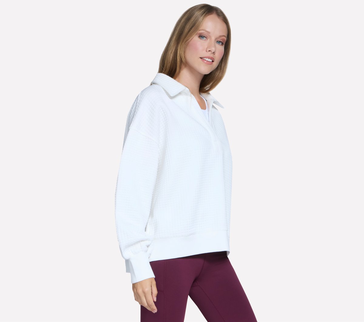 Downtown Cozy Fit Collared Long Sleeve | Skechers for sale