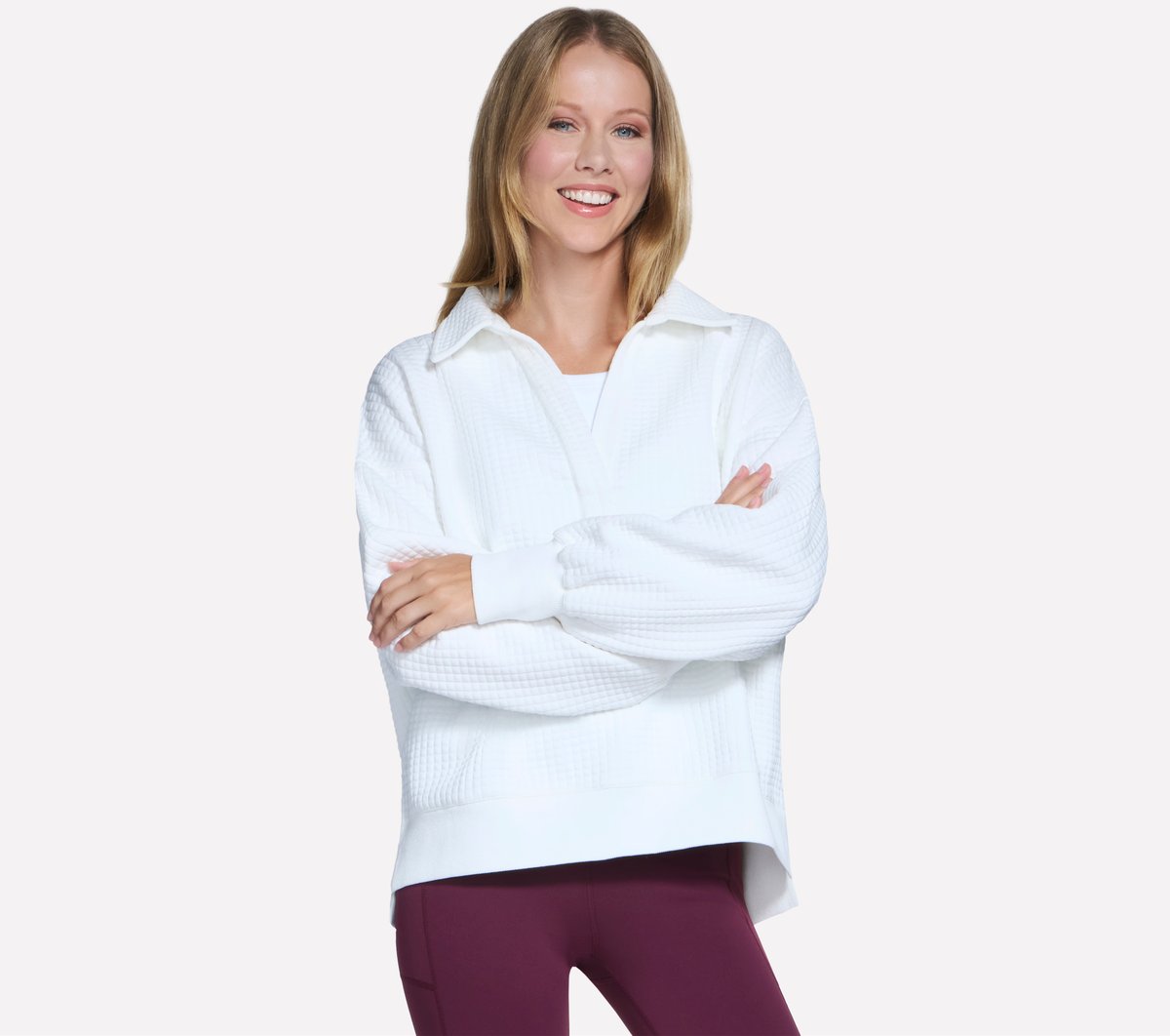 Downtown Cozy Fit Collared Long Sleeve | Skechers for sale